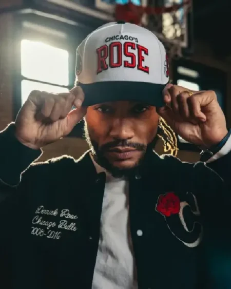 Derrick Rose Chicago Bulls Black Retirement Letterman Jacket