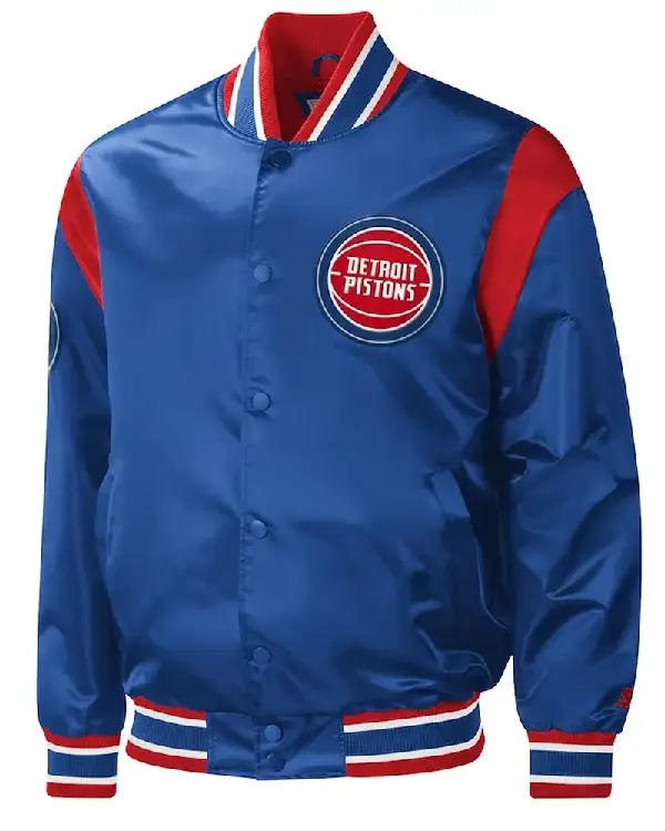 Detroit Pistons Force Play Varsity Blue Satin Jacket