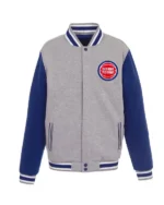 Detroit Pistons Gray and Royal Varsity Wool Jacket