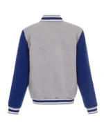 Detroit Pistons Gray and Royal Varsity Wool Jacket For Sale