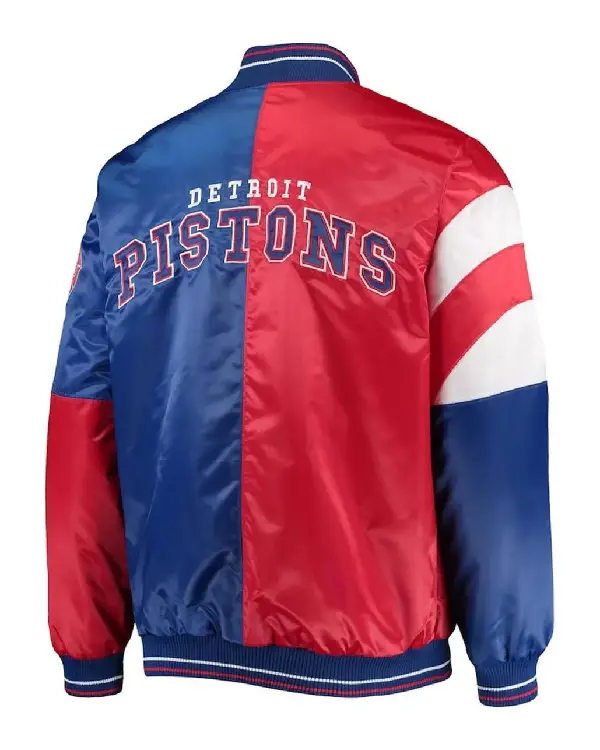Detroit Pistons Leader Full-Snap Red and Blue Satin Jacket For Sale