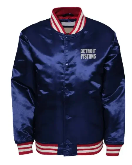 Detroit Pistons Navy Heavyweight Satin Jacket
