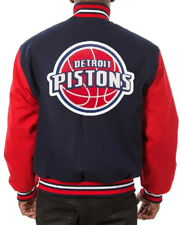 Detroit Pistons Two-Tone Navy_Red Varsity Wool Jacket For Sale