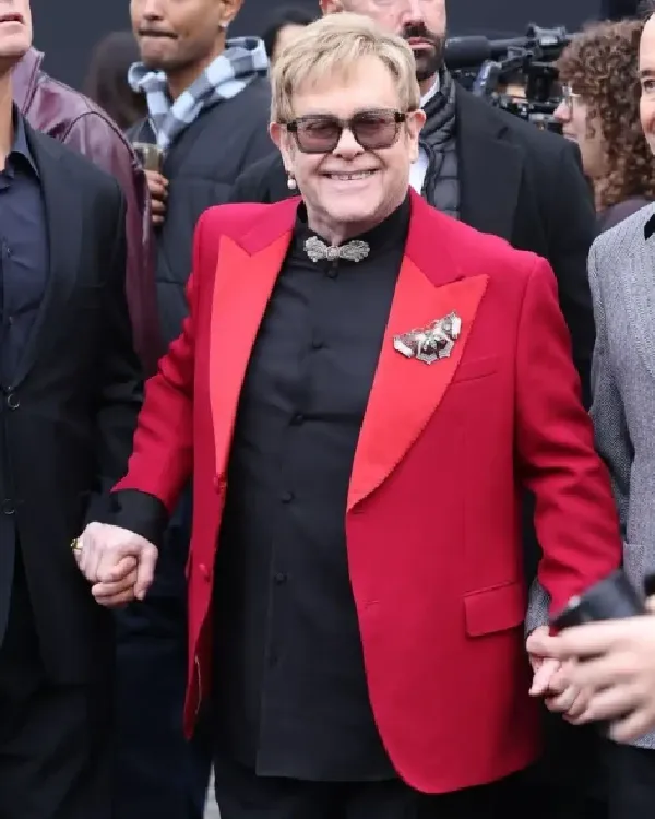Elton John Paris Fashion Week Red Blazer