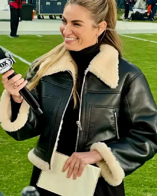 Erin Andrews Black Leather Shearling Jacket
