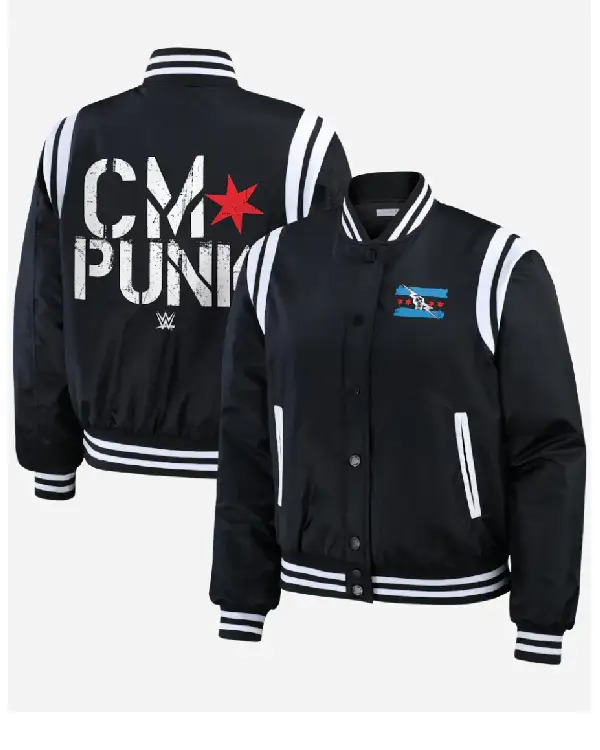 Erin Andrews CM Punk 2026 Black Bomber Jacket