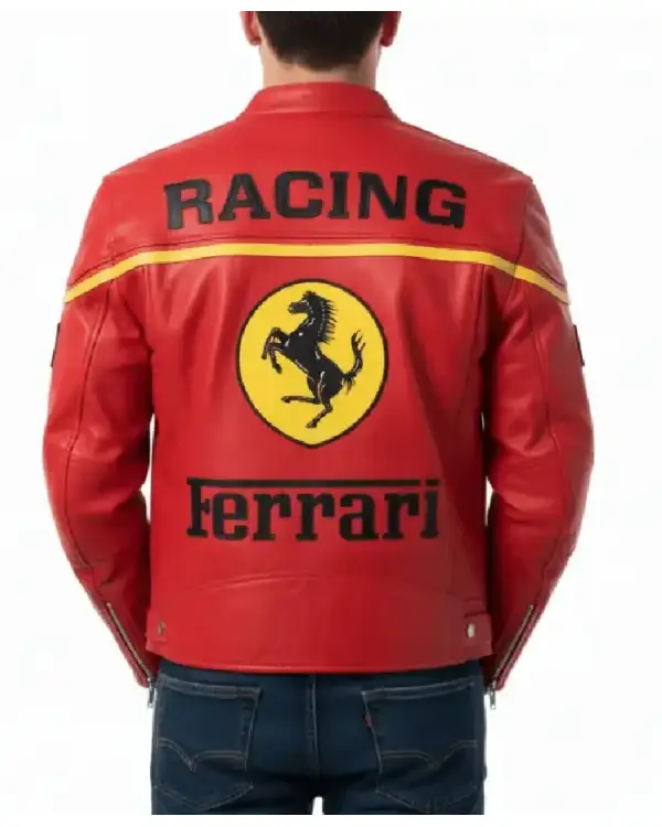 Ferrari Racing Red Motorbike Riding Jacket For Sale