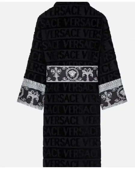 Get Luxury Black & White Color block Bathrobe Iconic Versace