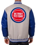 Gray_Blue Detroit Pistons Poly Twill Jacket For Sale