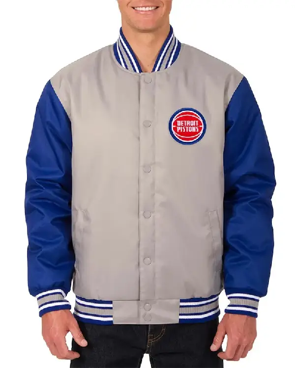 Gray_Blue Detroit Pistons Poly Twill Jacket