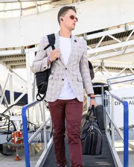 Joe Burrow Purple Plaid Coat sale