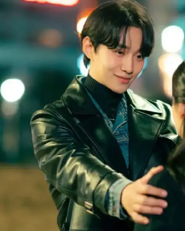 Kang Tae-Pung Typhoon Family Black Leather Coat