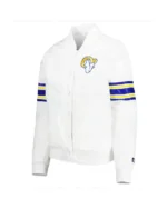 LA Rams Line Up White Varsity Satin Jacket