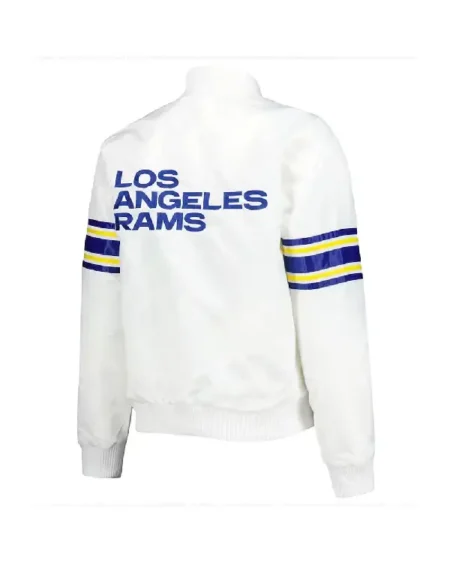 LA Rams Line Up White Varsity Satin Jacket For Sale