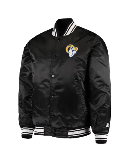 LA Rams Locker Room Black Satin Jacket