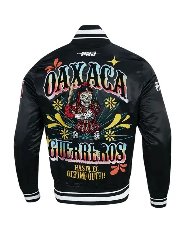 LMB Oaxaca Warriors Black Satin Varsity Jacket