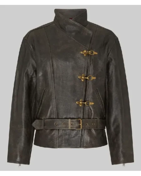 Lady Gaga Distressed Leather Jacket