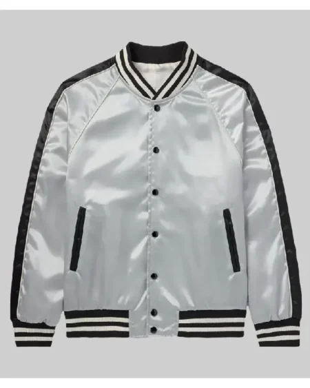 Lady Gaga Striped Satin Bomber Jacket