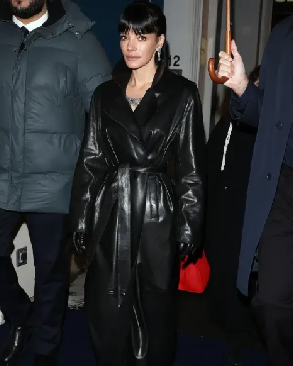 Lily Allen Paris Fashion Week Black Trench Coat