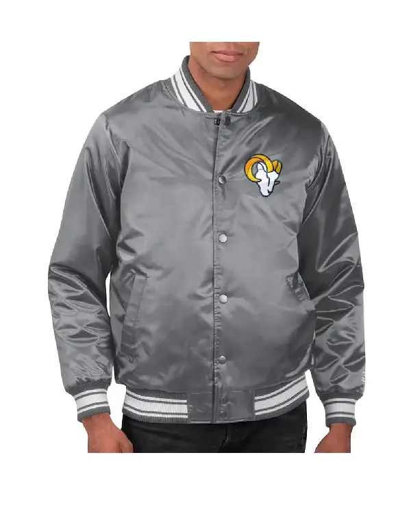 Locker Room LA Rams Gray Satin Jacket