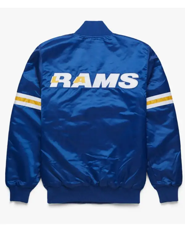 Los Angeles Rams Bomber Satin Royal Blue Jacket For Sale