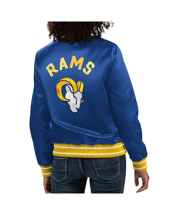 Los Angeles Rams Full Count Blue Satin Jacket For Sale