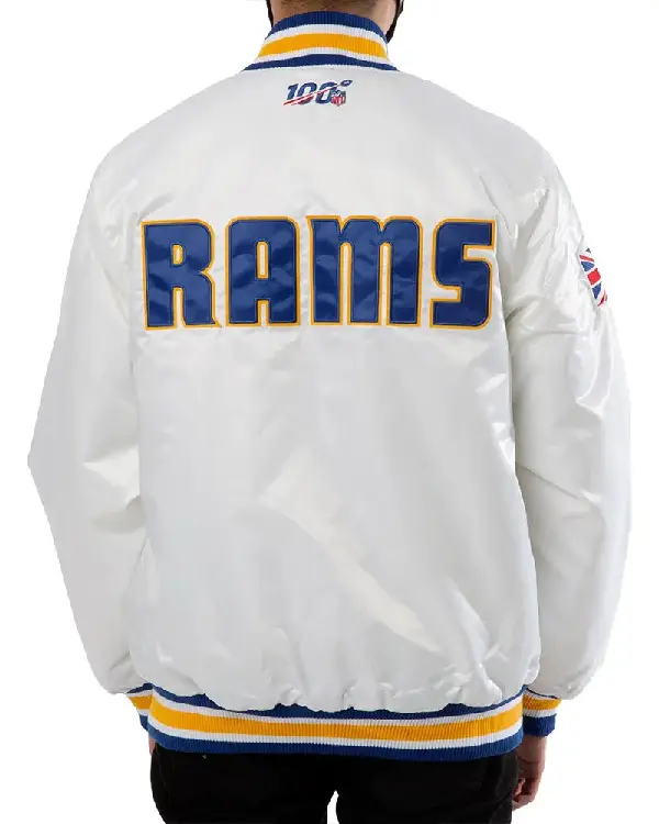 Los Angeles Rams UK Flag White Satin Jacket For Sale