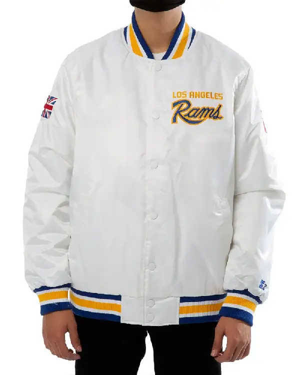Los Angeles Rams UK Flag White Satin Jacket