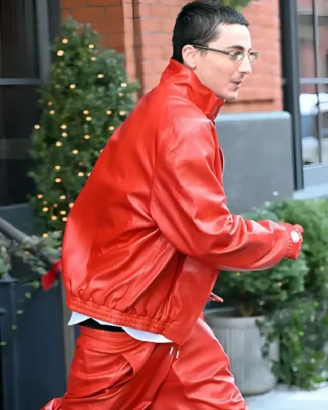Marty Supreme Timothee Chalamet Red Leather Jacket
