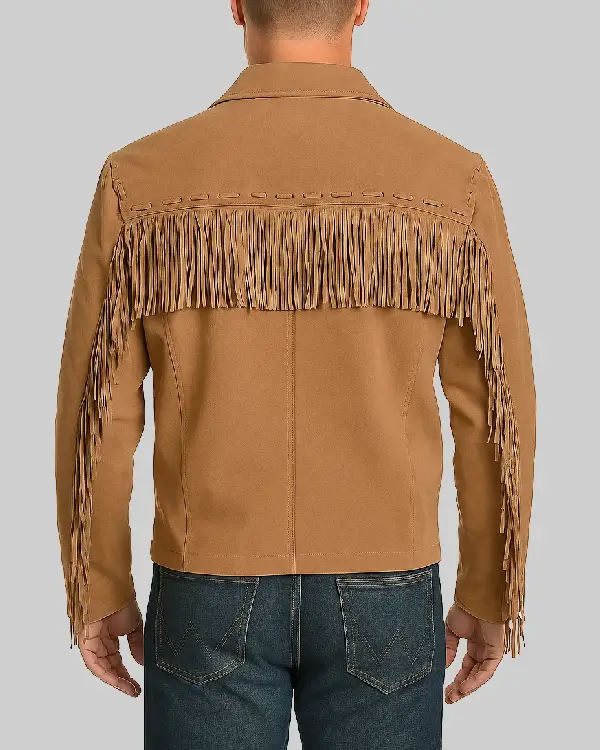 Men’s Brown Fringe Western Cowboy Classic Suede Jacket Sale