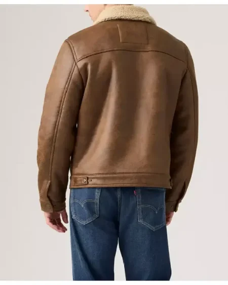Men’s Two Chest Pocket Shearling Jacket For Sale