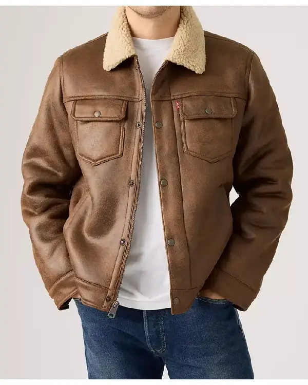 Men’s Two Chest Pocket Shearling Jacket