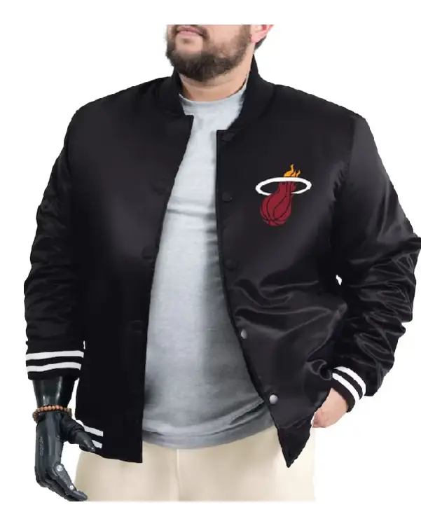 Miami Heat Adaptive Bold Logo Varsity Satin Jacket