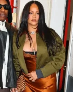 NYC Don’t Be Dumb Event Rihanna Green Cropped Bomber Jacket