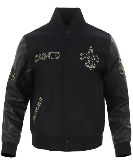 New Orleans Saints Full-Zip Black Varsity Jacket