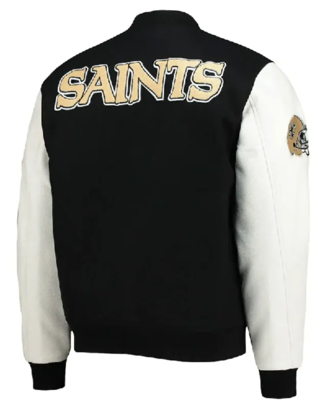 New Orleans Saints Logo Black and White Varsity Jacket sale