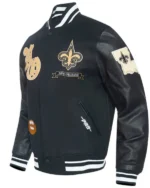New Orleans Saints Prep Varsity Wool_Leather Jacket for sale