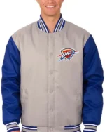 Oklahoma City Thunder Gray_Royal Varsity Poly Twill Jacket