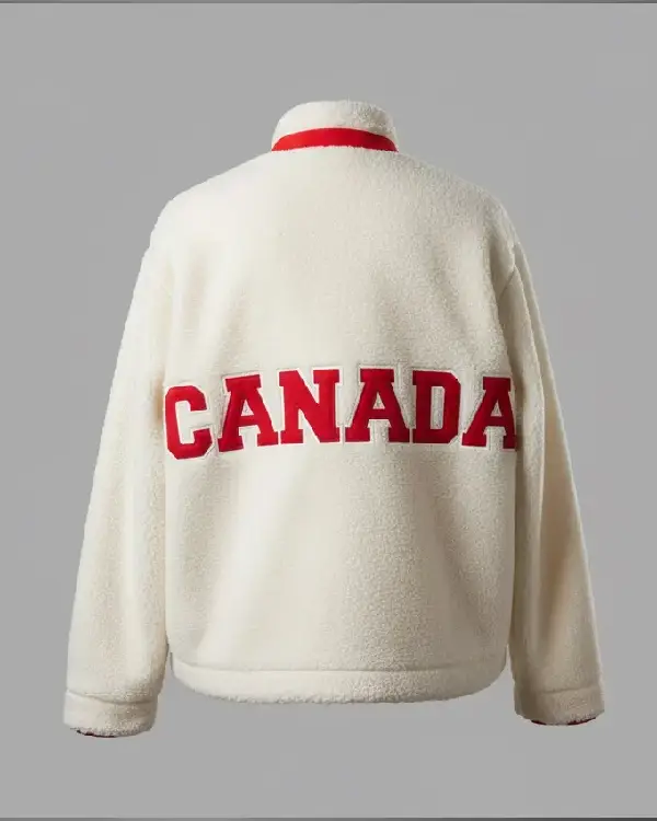 Olympics 2026 Team Canada Sherpa Fleece White Jacket