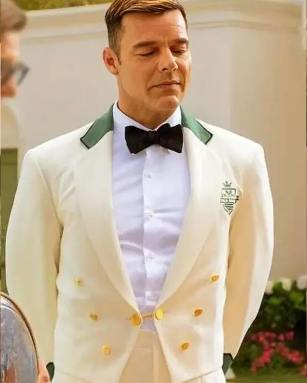 Palm Royale Ricky Martin White Crop Blazer