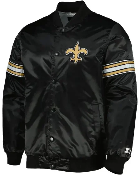 Pick and Roll New Orleans Saints Black Satin Jacket