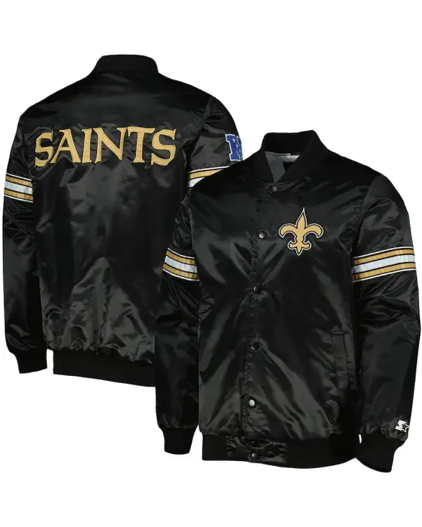 Pick and Roll New Orleans Saints Black Satin Jacket for sale