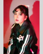 Pink Bow Leather Jacket For Sale