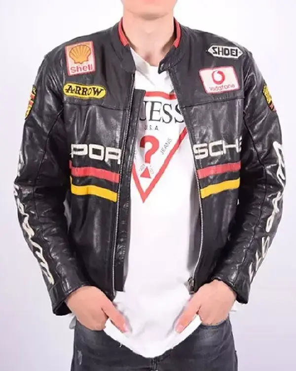 Porsche Racing Black Leather Jacket