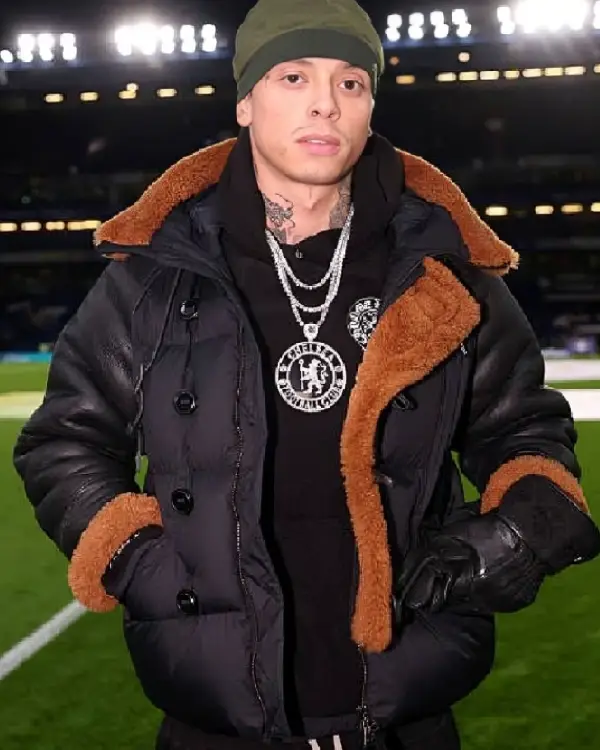Premier League Rapper Central Cee Black Puffer Bomber Jacket
