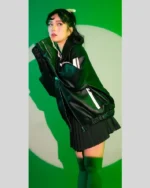 Re-Creation – Buy Unisex Pink Bow Ribbon Leather Black Oversized Jacket