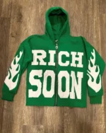 Recreation – Buy Rich Soon Embroidered Zip-Up Hoodie For Sale
