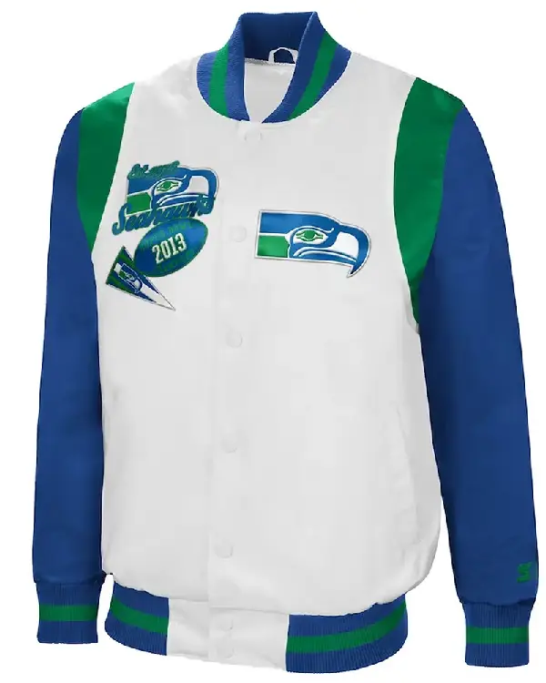 Retro The All-American Seattle Seahawks White_Royal Jacket