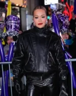 Rita Ora New York City Black Leather Jacket