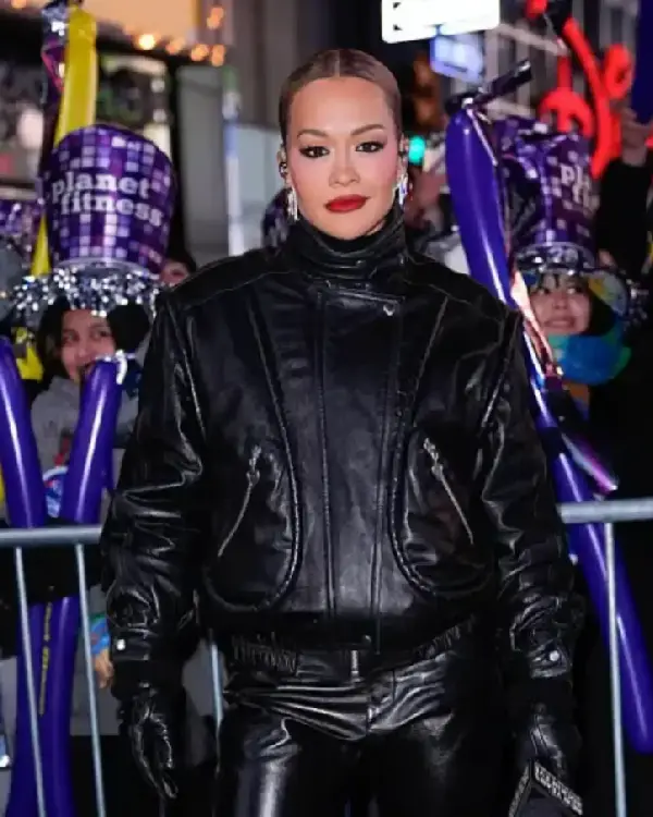 Rita Ora New York City Black Leather Jacket
